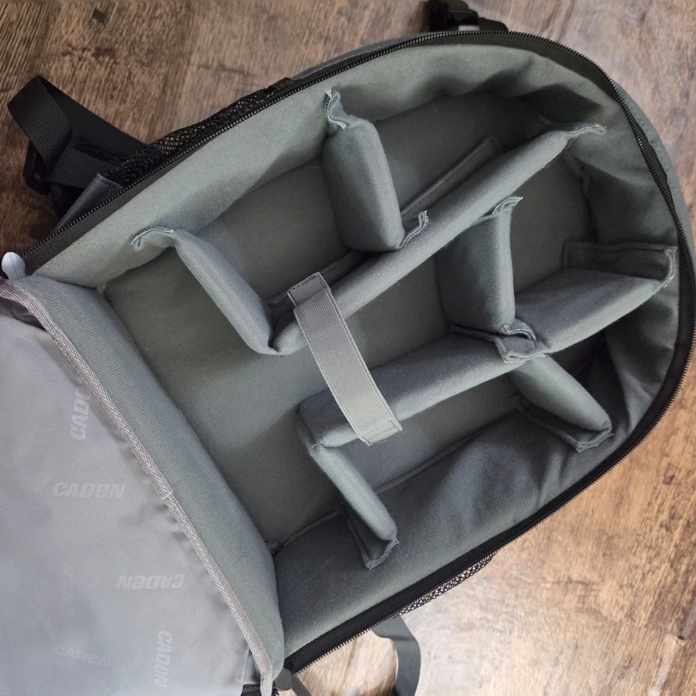 CADEN Camera Backpack Unisex One Size Gray Padded DSLR Laptop Bag